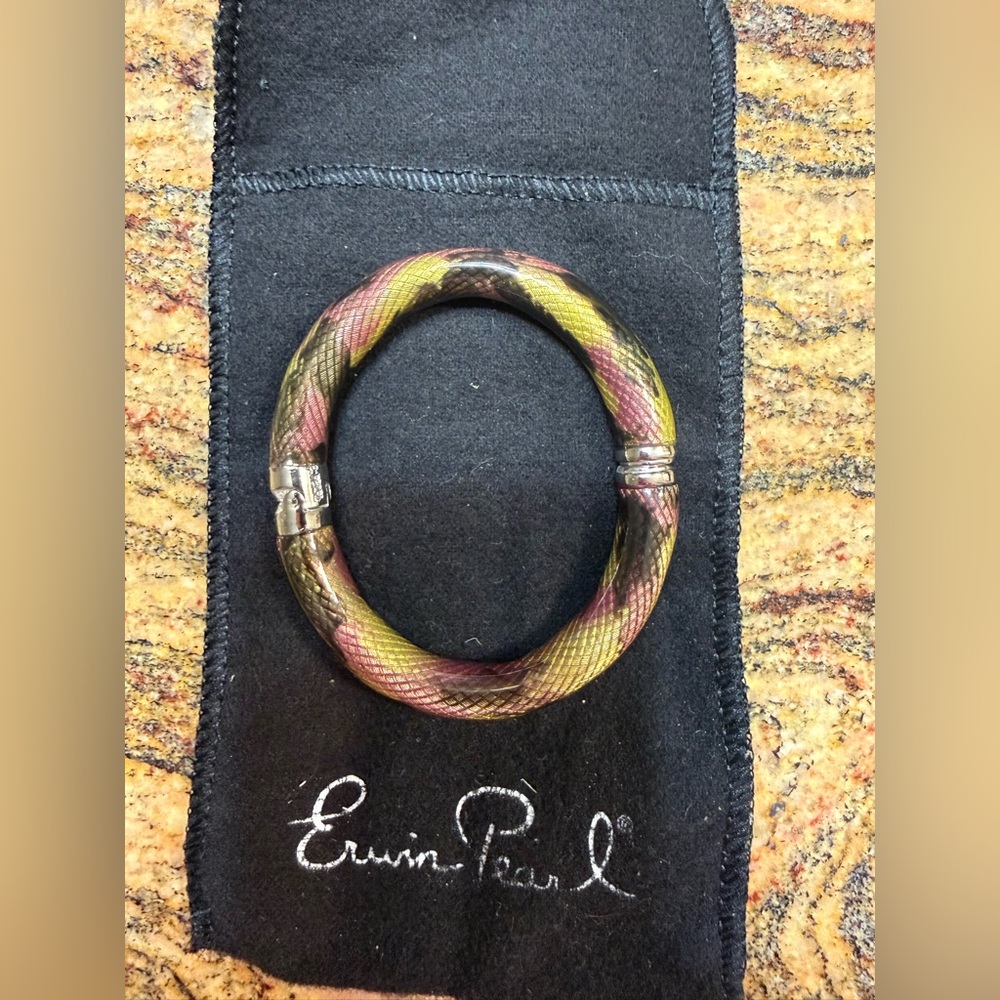 Erwin Pearl Snakeskin Bangle Bracelet Silver Plated NWOT